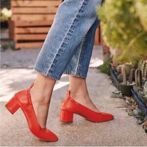 EVERLANE The Day Heel Italian Leather Red Pump Size 6